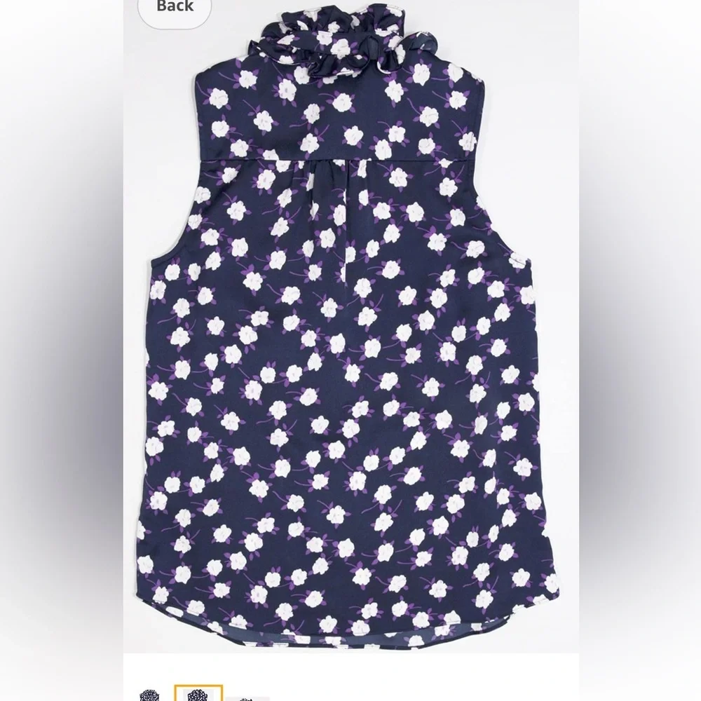 J. Crew Ruffleneck Sleeveless Peony Printed Top